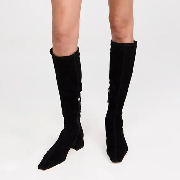 Raven Knee High Boot (Women) Stretch Suede Black Size 9 - Picture 3 of 12